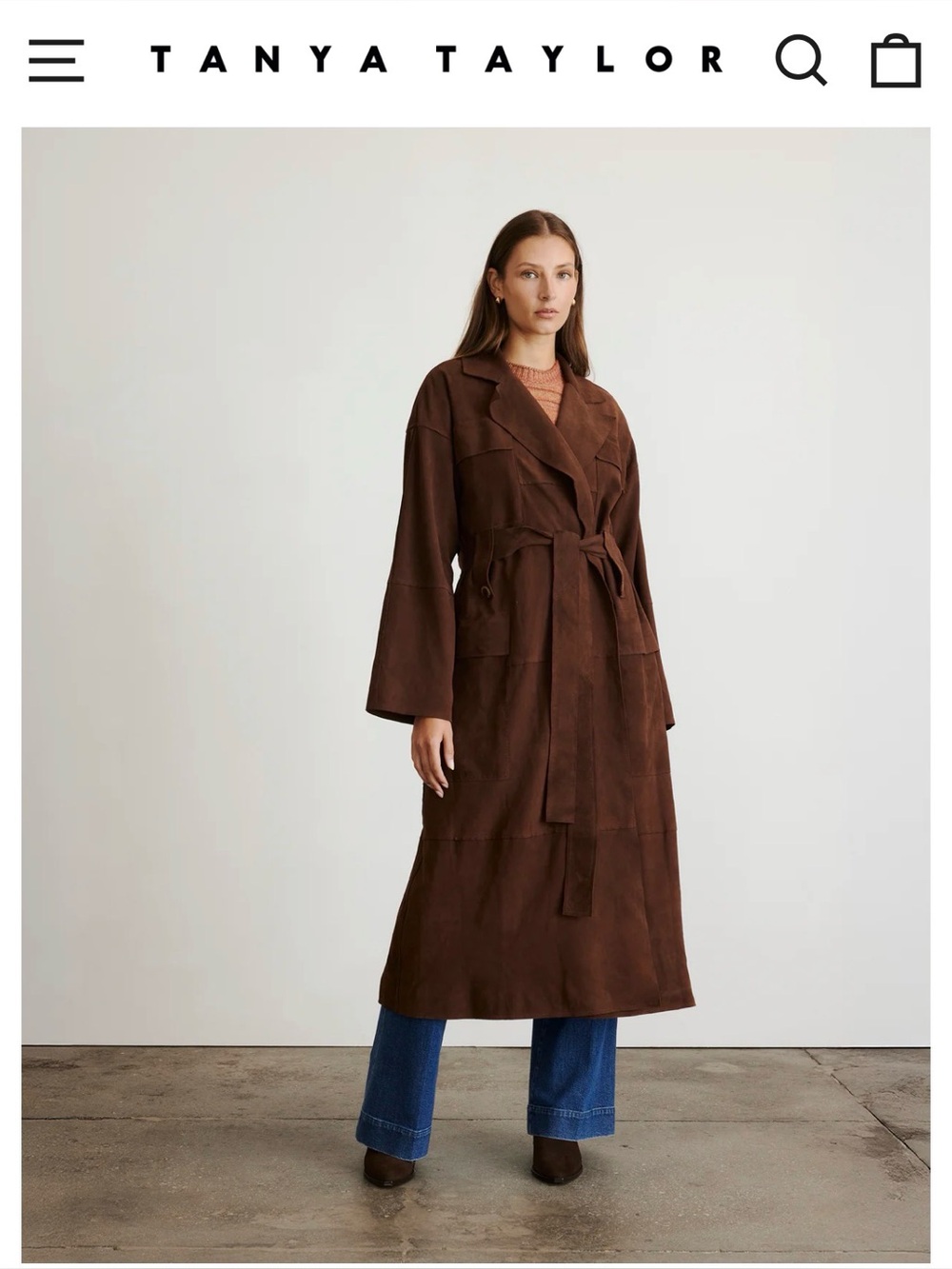 Tanya Taylor Clayton Suede Trench Coat